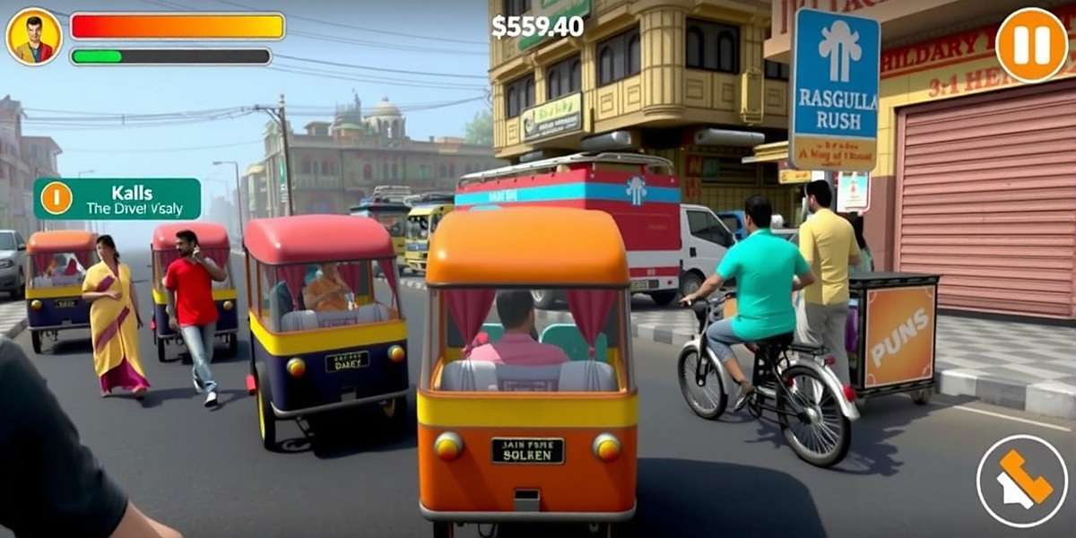 Delivery Dash - Primary Game Mode in Rasgulla Rush Rasgulla Rush Delivery Dash mode showing a player navigating through a crowded Kolkata street with rickshaws and pedestrians