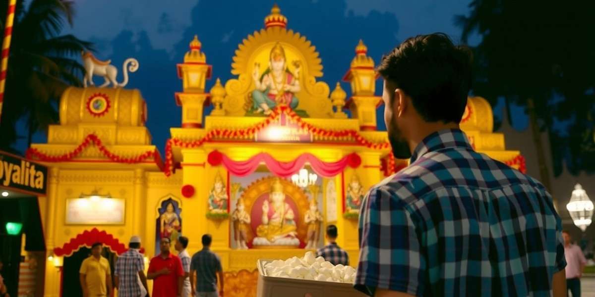 Durga Puja Celebration in Rasgulla Rush Rasgulla Rush Durga Puja event showing a player delivering sweets to a beautifully decorated pandal in Kolkata
