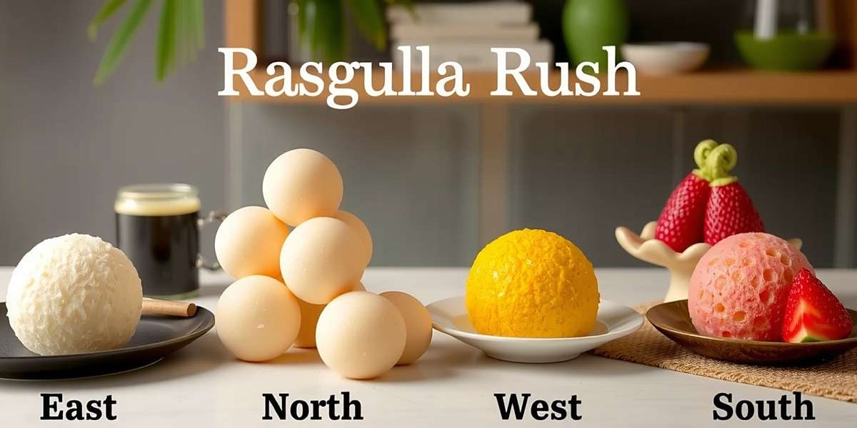 Regional Customization in Rasgulla Rush Rasgulla Rush regional variations showing different rasgulla types and city backgrounds from East, North, West and South India